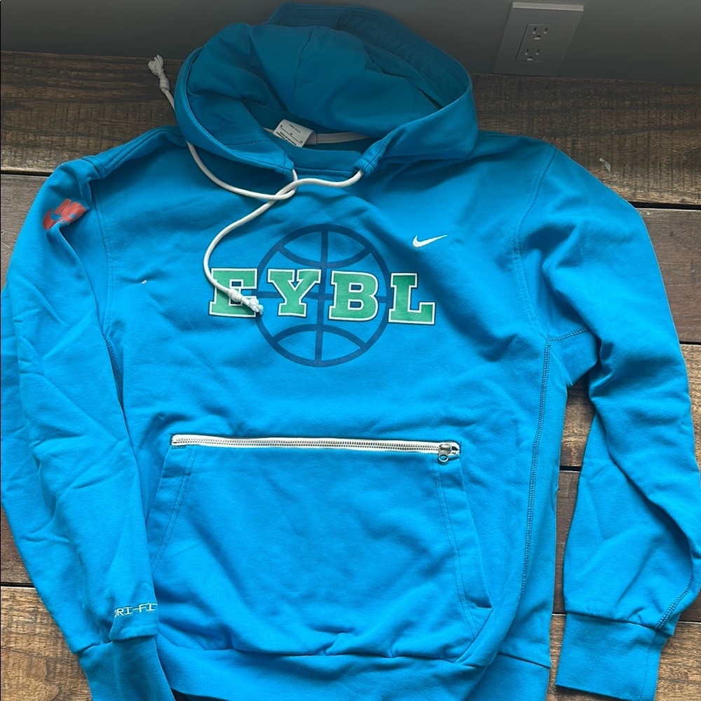 Blue Nike Hoodie with Green Logo